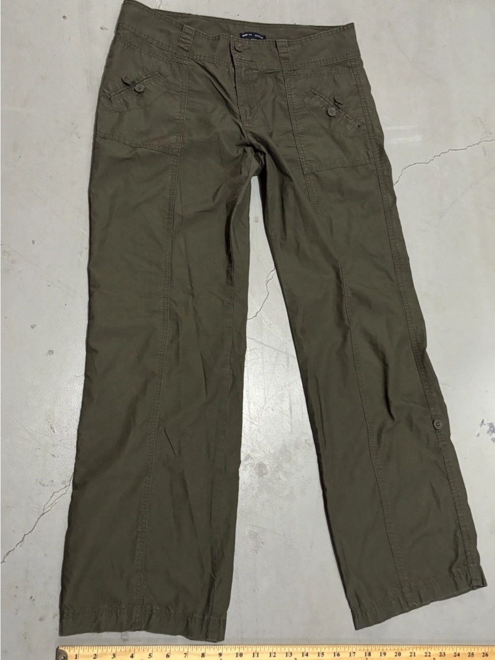 Gap Surplus Y2K 2010 Low Rise Wide Leg Roll Up Army Green SZ.8 Utility Pants